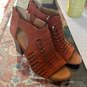 Franco Sarto suede open toe booties, suede , size8.5